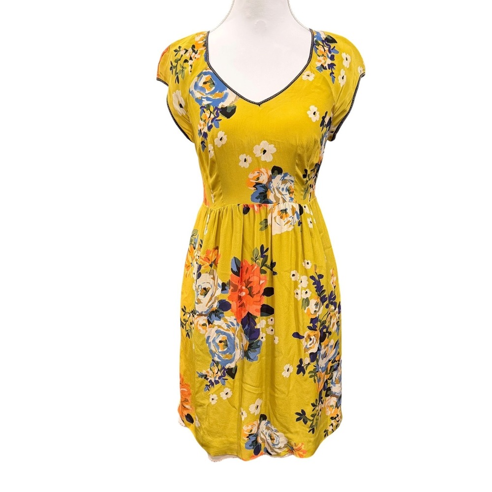 Moulinette Soeurs Anthropologie 100% Silk Dress Size 0 Feminine Floral - FLAWS